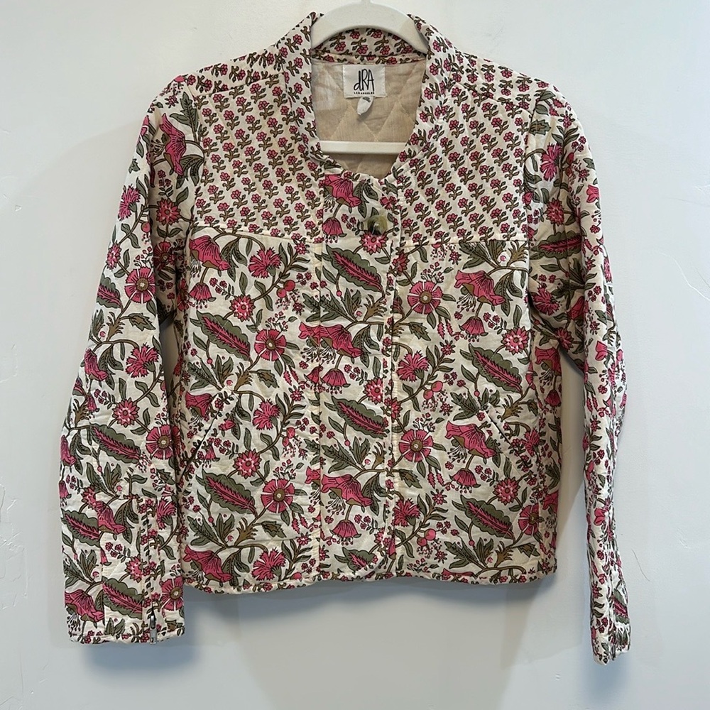 Anthropologie Floral Blazer with Pink and Green Accents